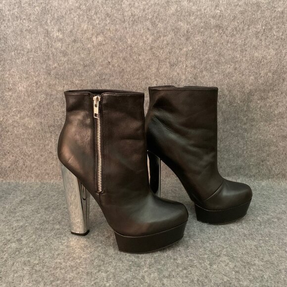 Topshop Women's Leather Side Zip Booties Platform Ankle Boots - Picture 5 of 15